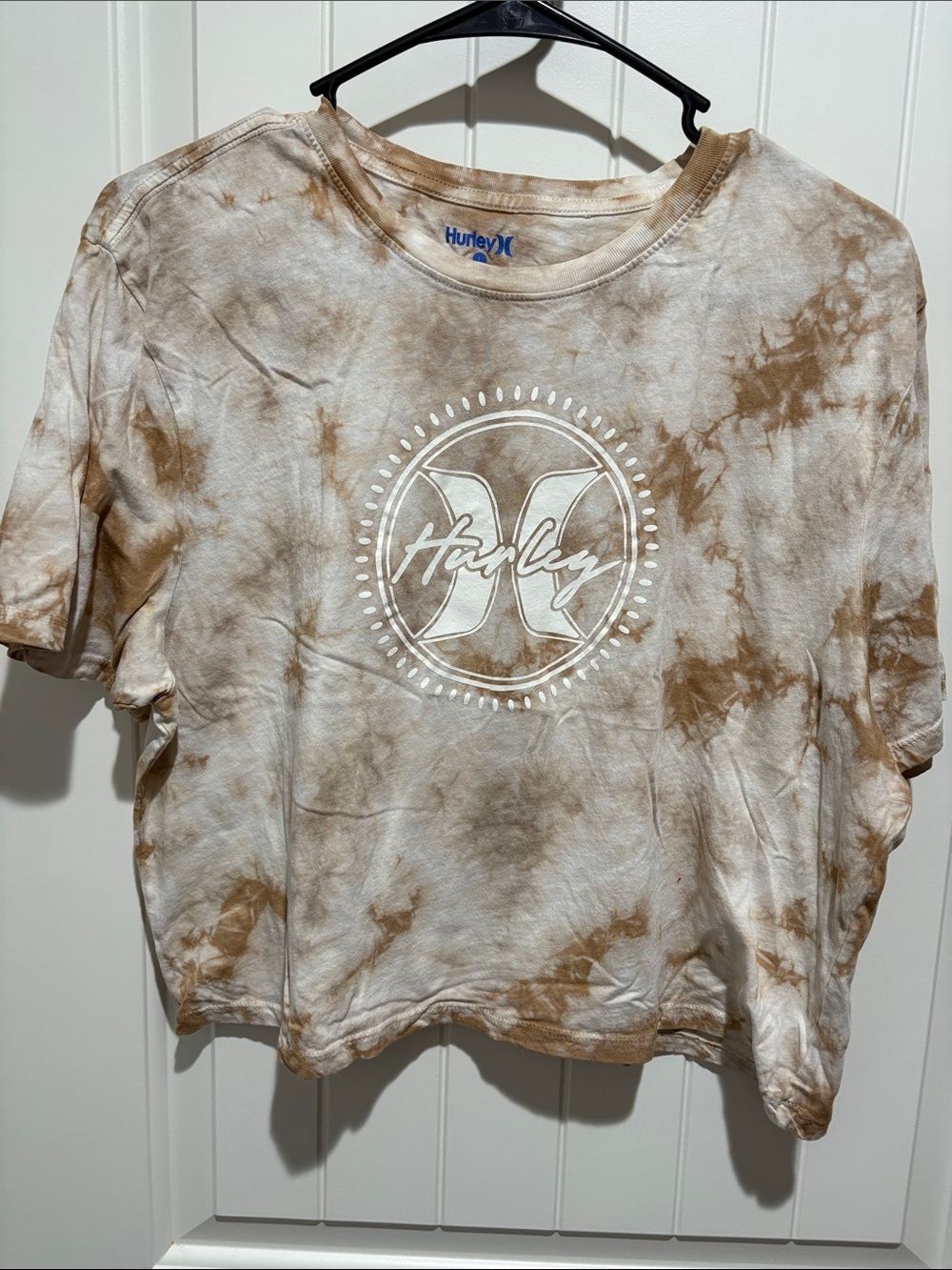 Hurley Brown & White Tie-Dye Short Sleeve Logo Tee